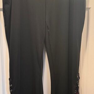Rosegal Black Wide Leg Pants with Side Grommet Detail